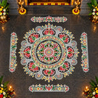 Big Mahalakshmi Kamala Kolam Stencil colorful