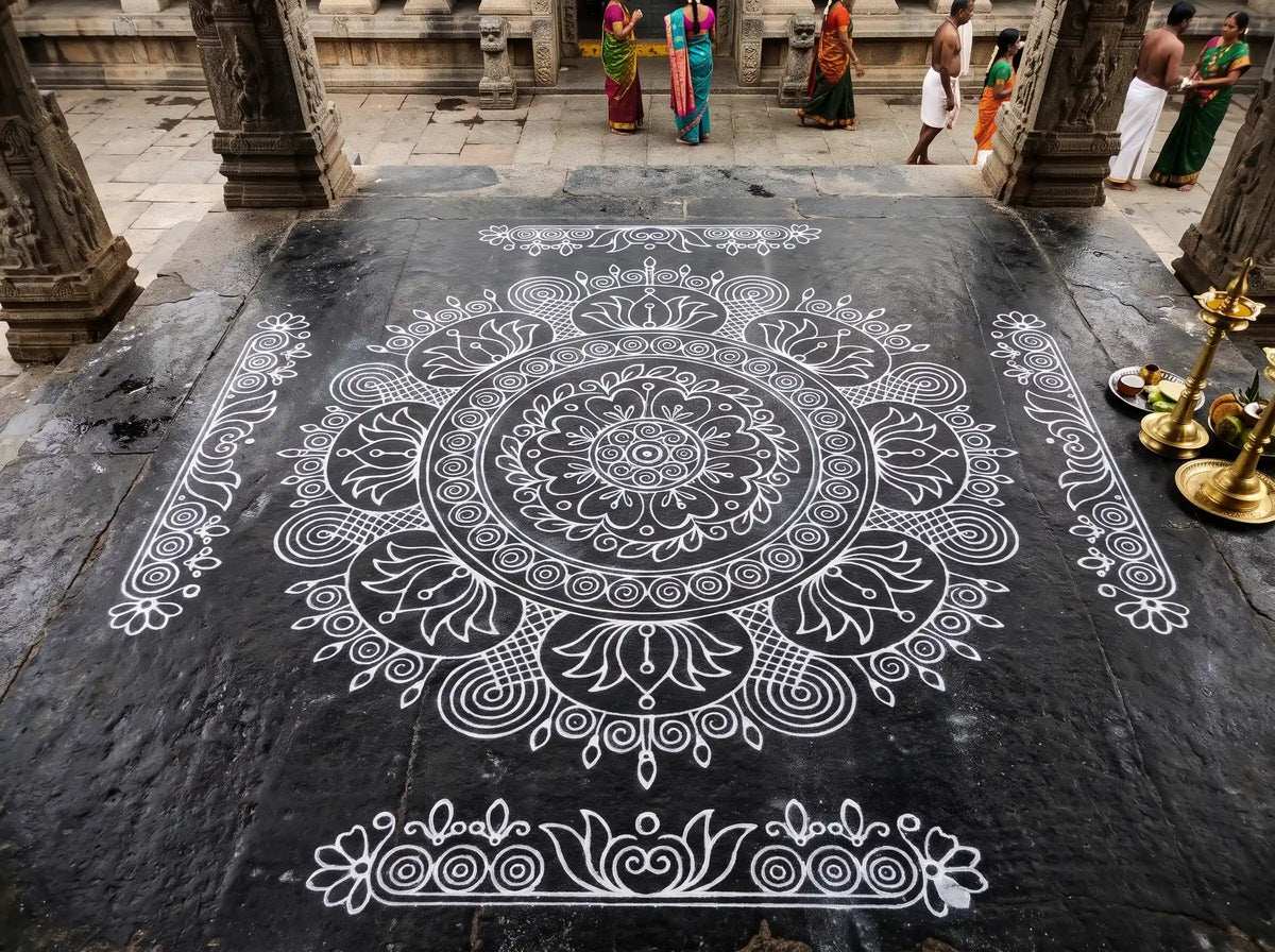 Big Mahalakshmi Kamala Kolam Stencil 