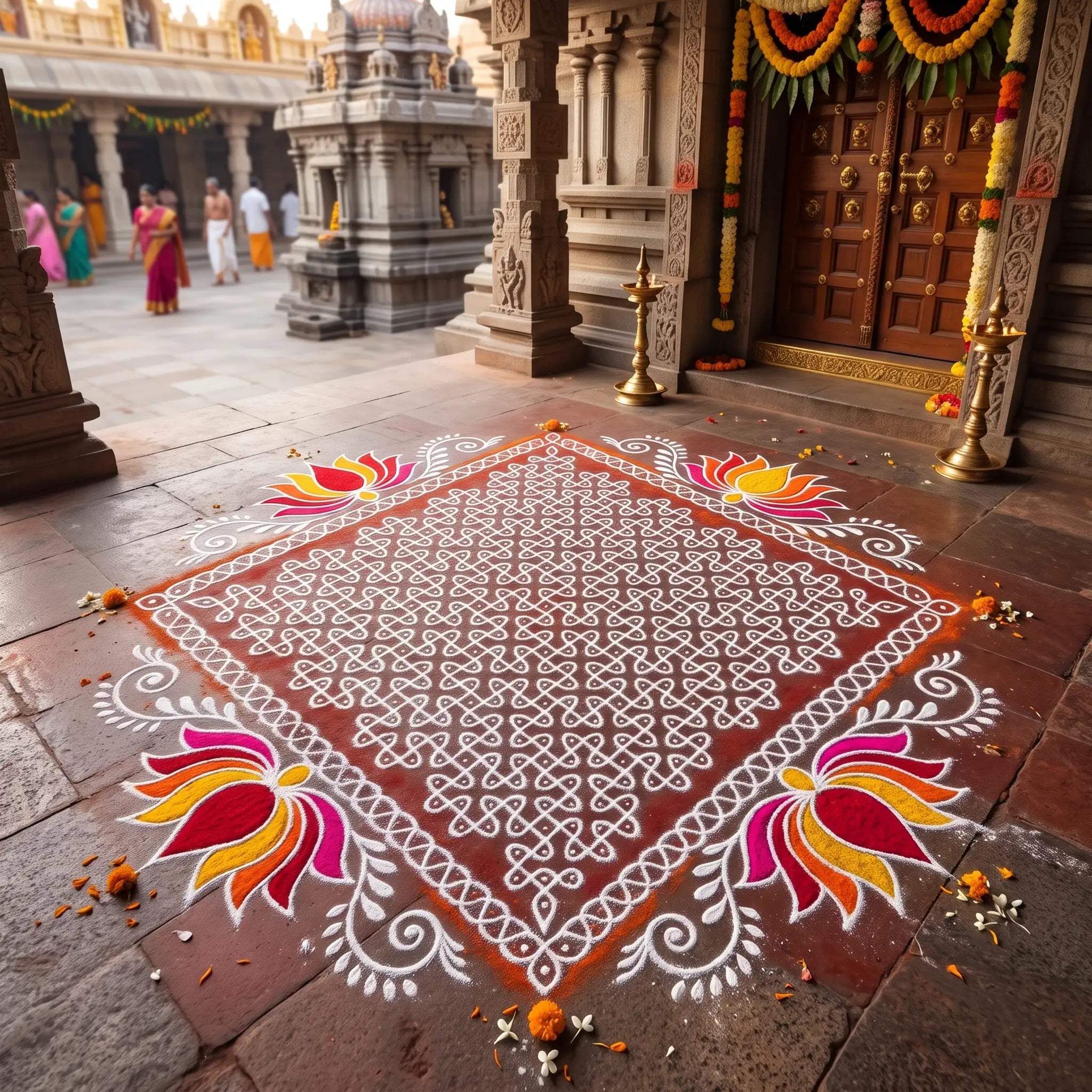 WJ4010 : Biggest Ananda Kamalam Kolam Stencil : 40 Inch Secondary image