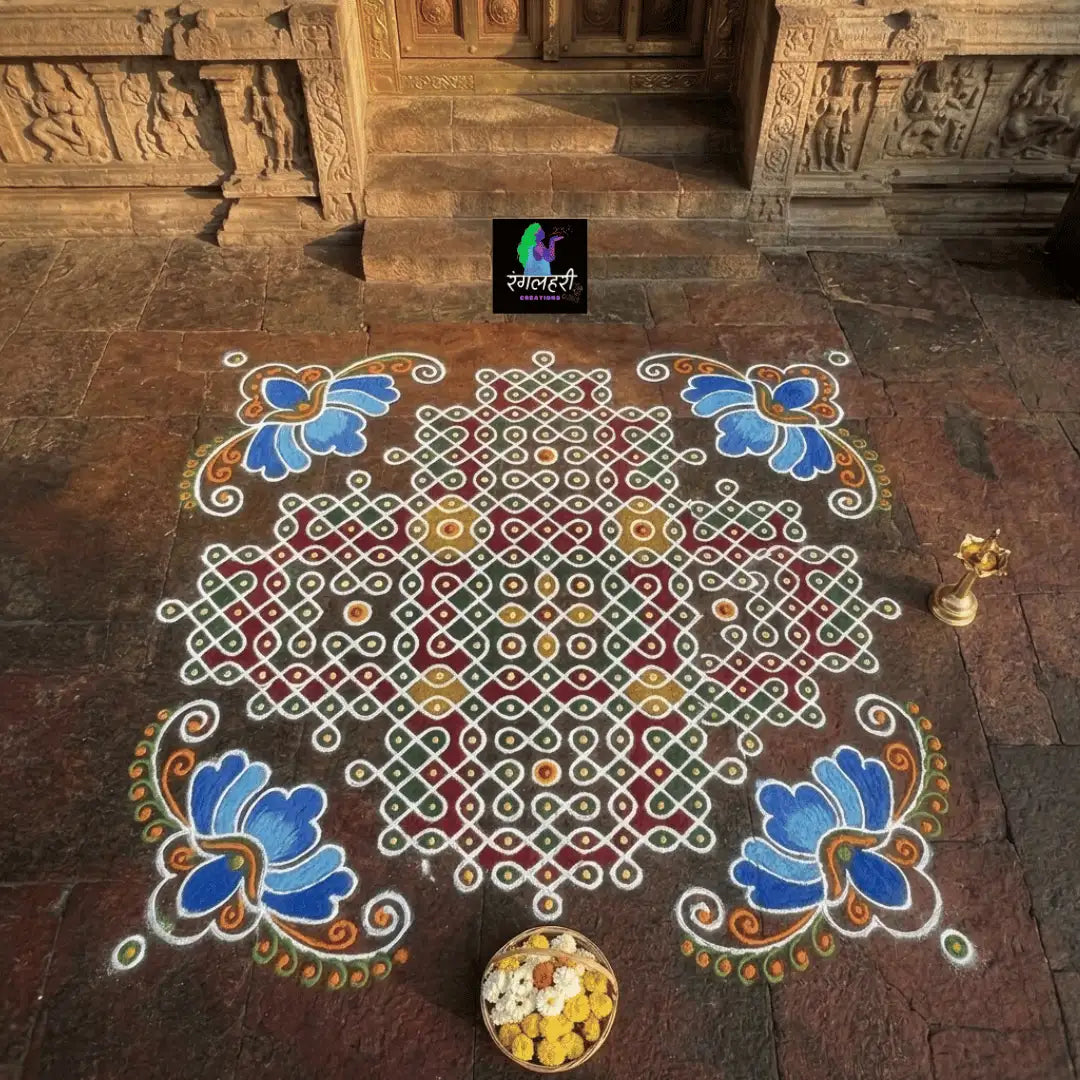 WJ4009 : Biggest Floral Corner Kolam Stencil : 40 Inch Secondary image