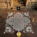 Biggest Floral Corner Kolam Stencil : 40 Inch