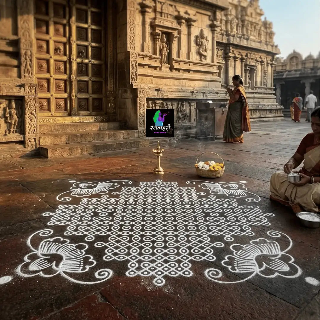 Biggest Floral Corner Kolam Stencil : 40 Inch