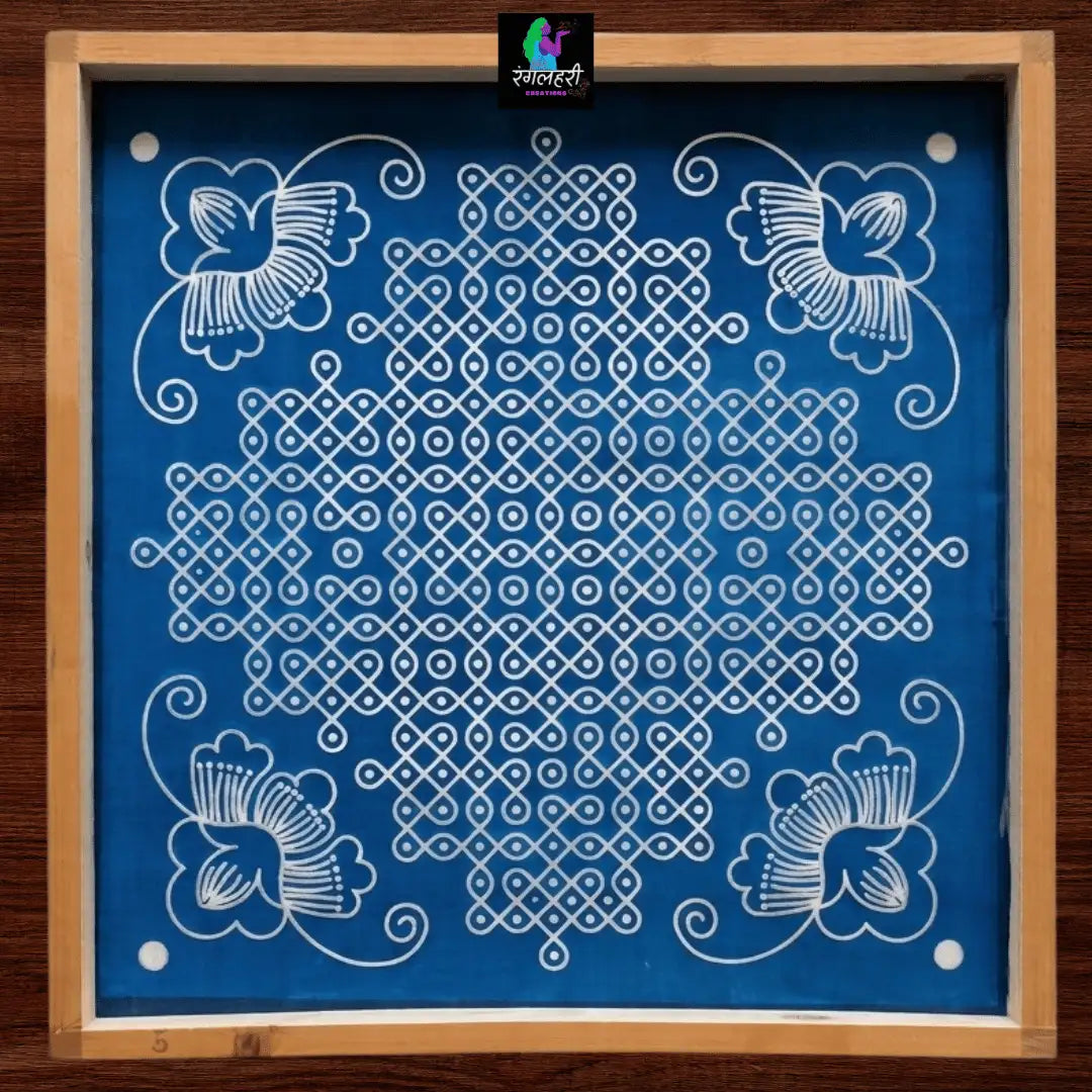 Biggest Floral Corner Kolam Stencil : 40 Inch Main image