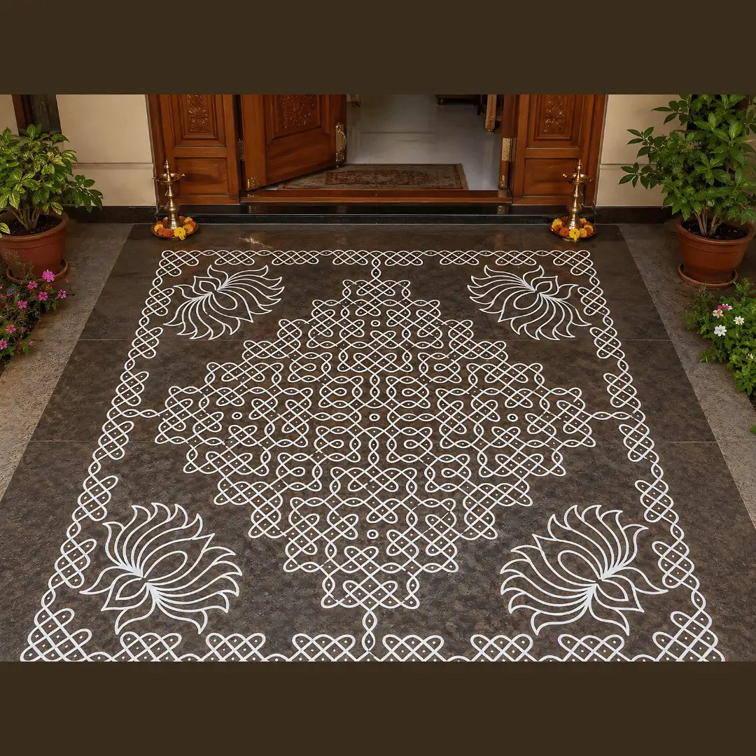 WJ4007 : Biggest Lotus Pulli Kolam Stencil : 40 Inch Secondary image