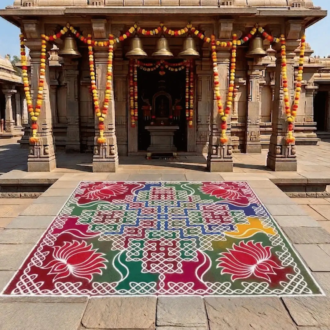  Biggest Lotus Pulli Kolam Stencil 