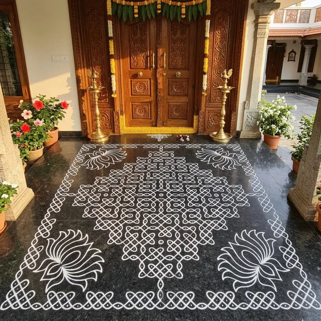  Biggest Lotus Pulli Kolam Stencil 