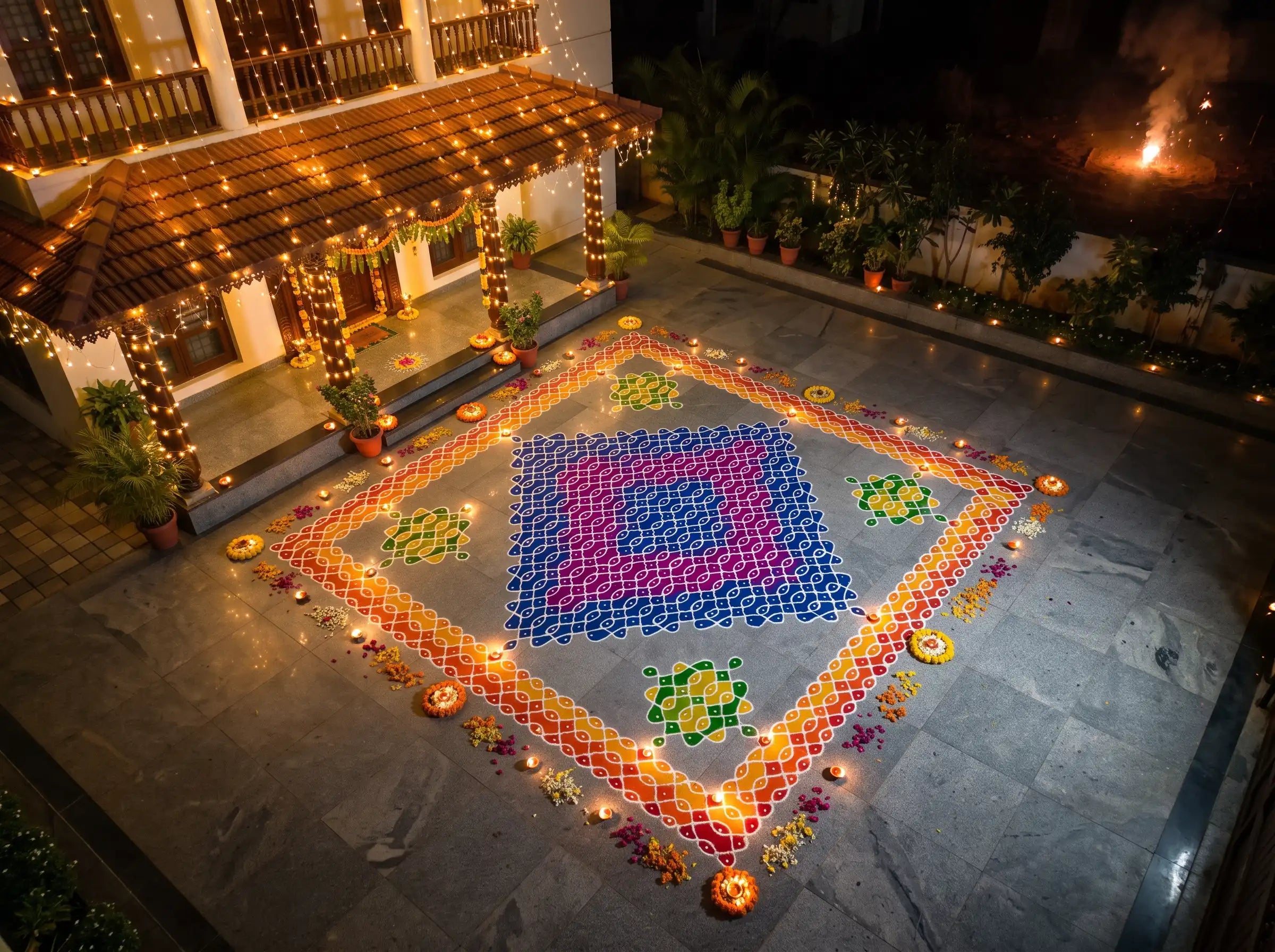 WJ4011 : Biggest Traditional Temple Kolam Stencil : 40 Inch Secondary image