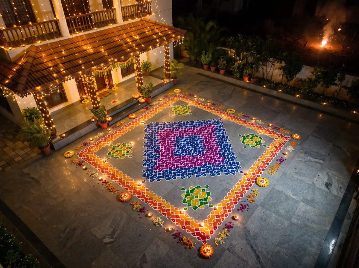 Biggest Traditional Temple Kolam Stencil
