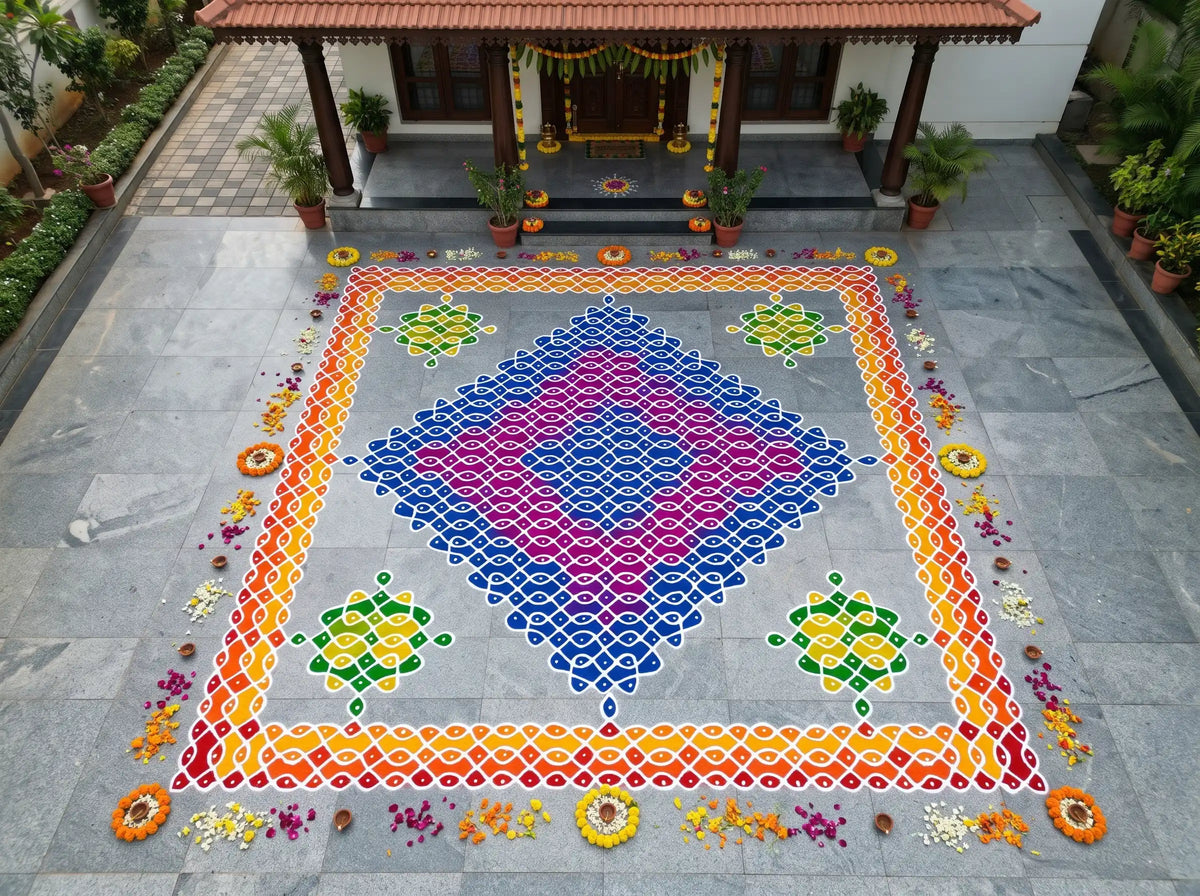 Biggest Traditional Temple Kolam Stencil