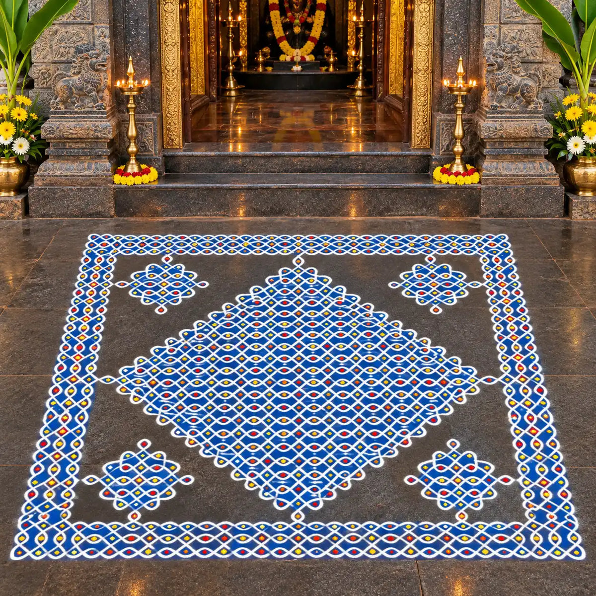 Biggest Traditional Temple Kolam Stencil