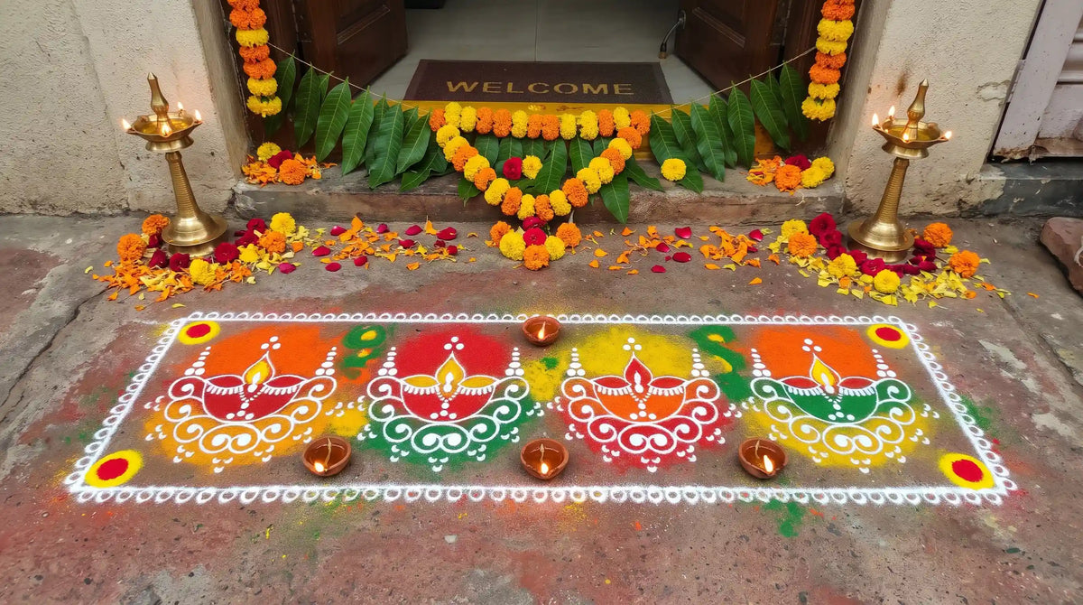 Deepanjali Border Kolam Stencil
