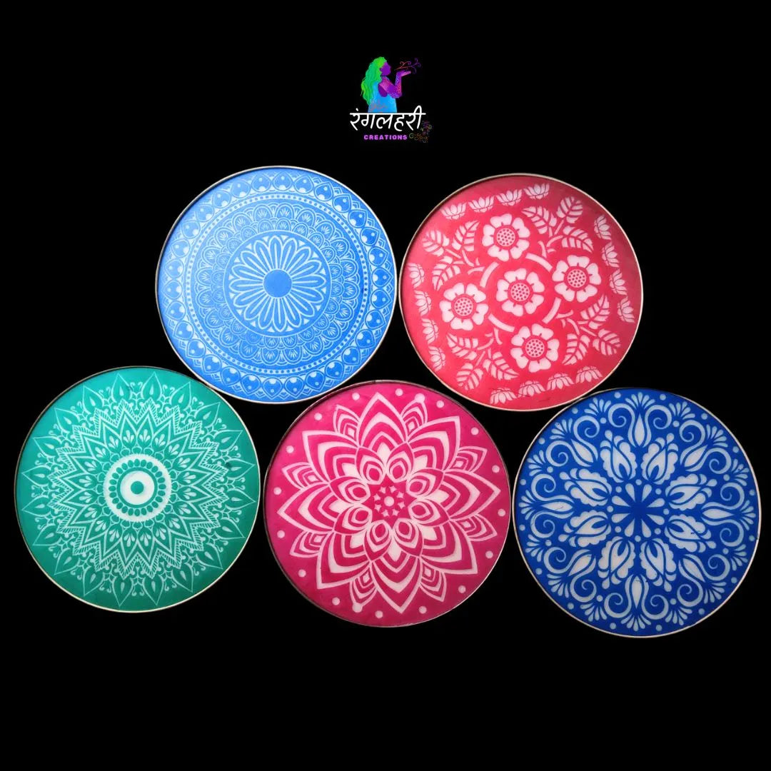 Round Metal Rangoli Stencil Set Of 5pcs Main image