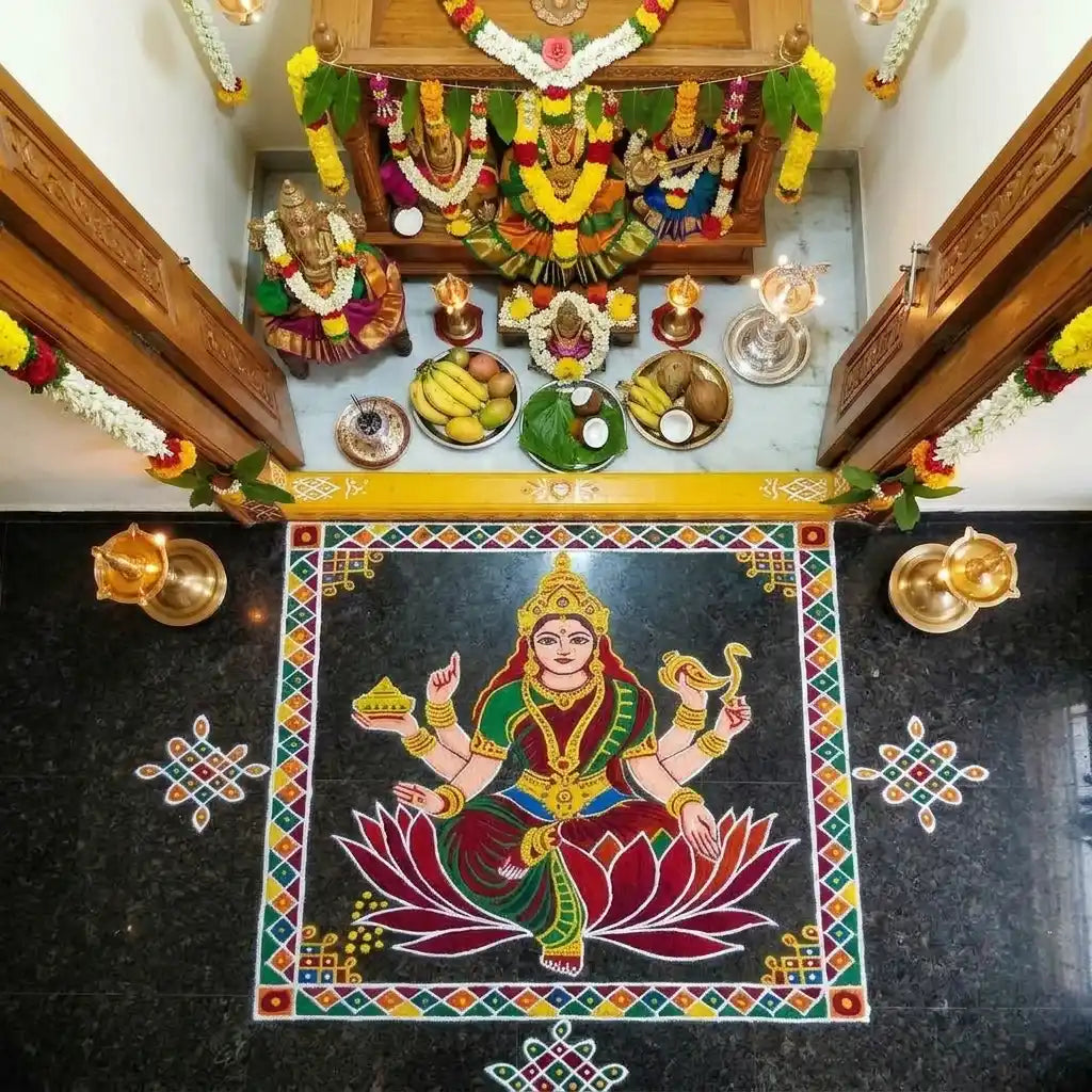 Maha Lakshmi Kolam Stencil Y53 : Traditional Divine Kolam Design Secondary image