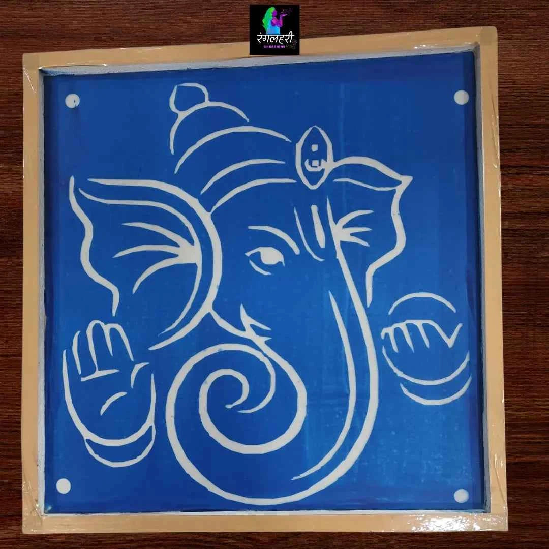 Portrait Ganesha Face Kolam Stencil Y19 : Elegant Divine Expression