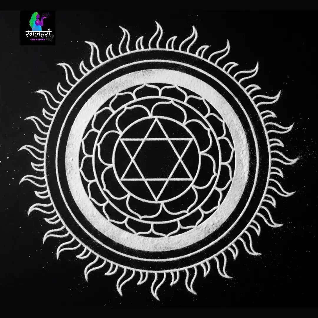 Powerful Sudarshan Yantra Kolam Stencil Y33 : Divine Protection Secondary image