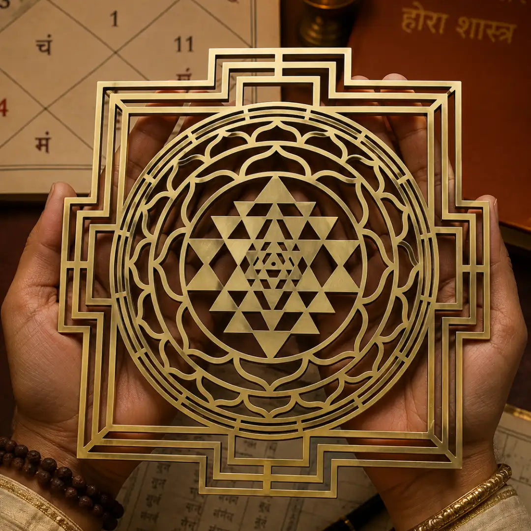 Shree Yantra Metal Wall Art for Living Room, Pooja Room & Office
