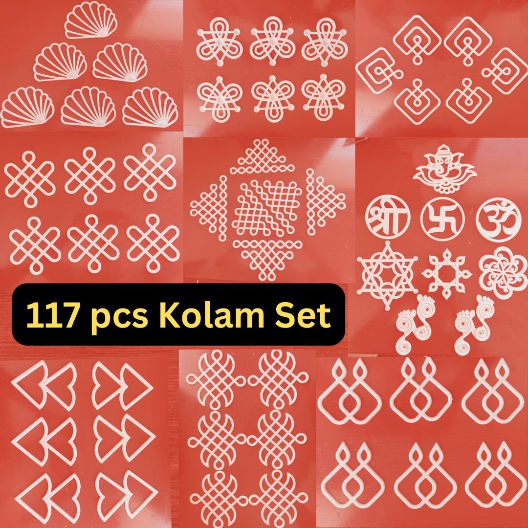 Readymade rangoli plastic Set in kolam designs 117 pcs Main image