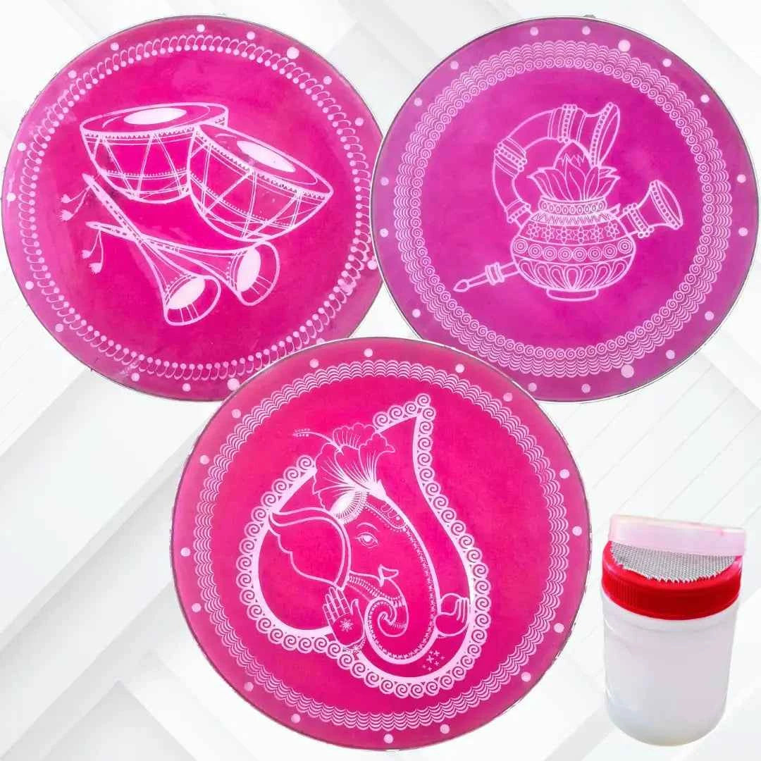 MS2004 : Big Metal Round Stencil Set of 4pcs Ganesha : 20 inch - Ranglahari Creations
