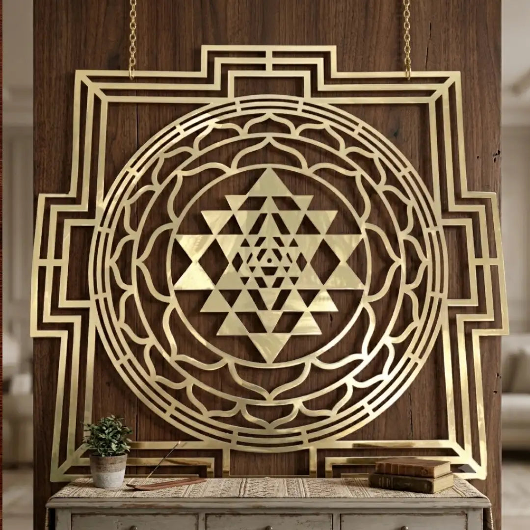 Shree Yantra Metal Wall Art for Living Room, Pooja Room & Office