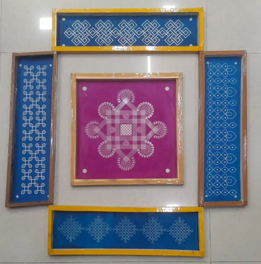 Kolam Set of 5pcs Wooden Stencils Main image