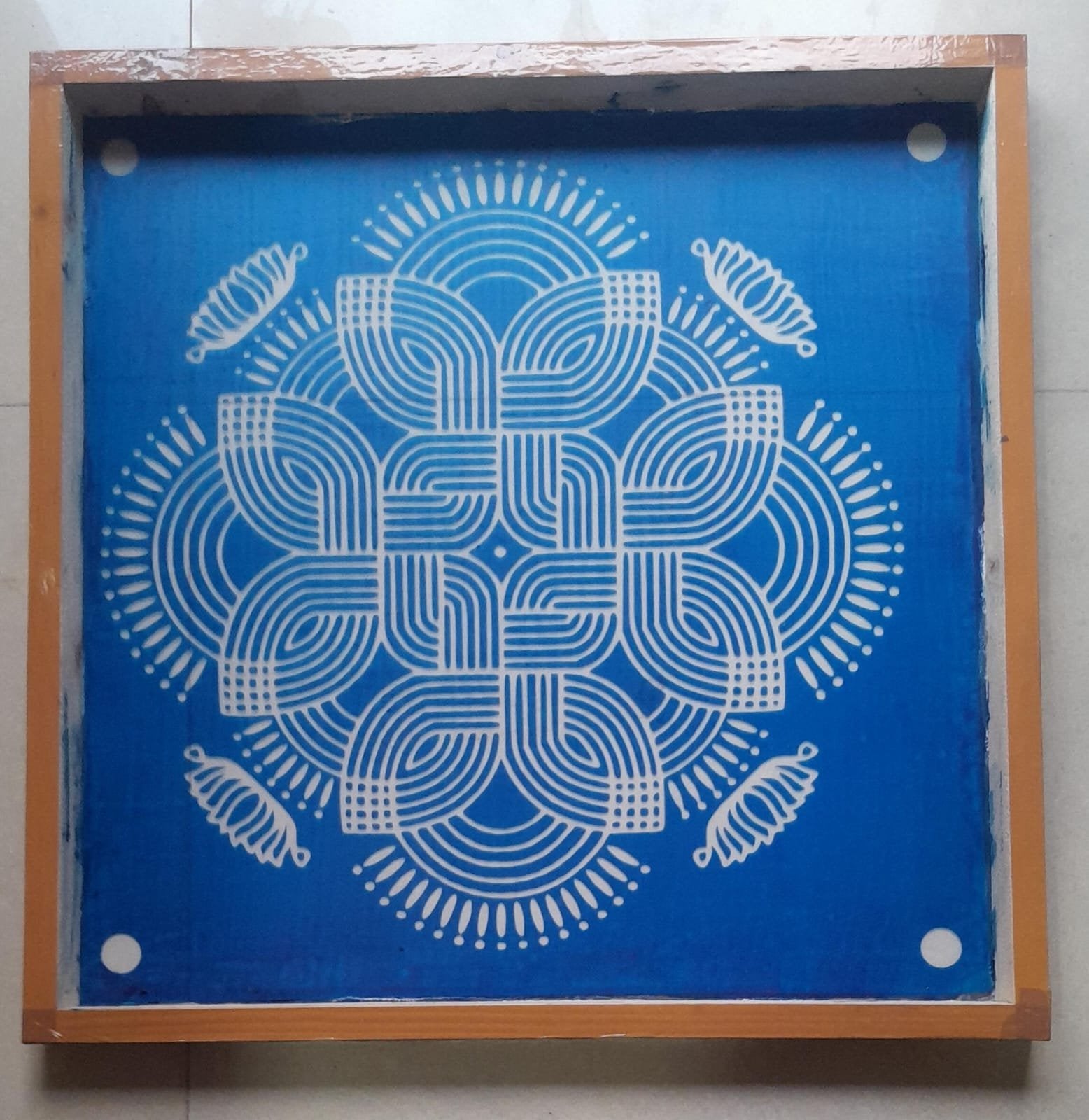 WJ2405 : 24 by 24 Wooden Square Rangoli Stencil Main image