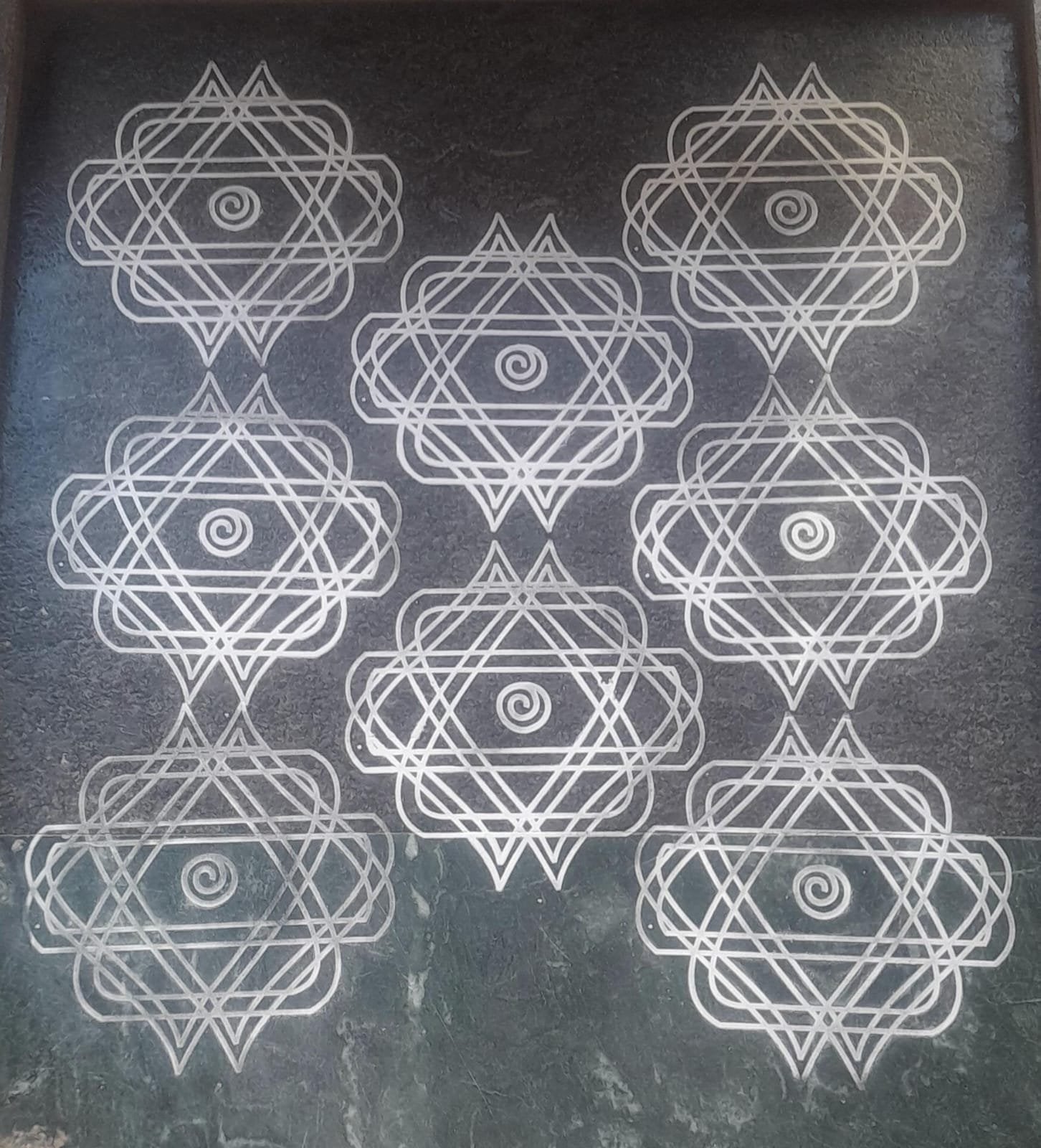 W1401 : Kolam Stencil 14 by 14 Inch Wooden Square Rangoli Stencil Secondary image