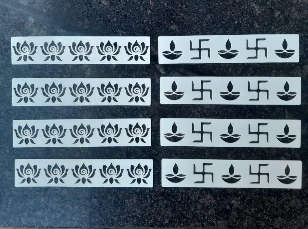 RRS07: Plastic Readymade Border Rangoli Set : 8pcs Swastik Diya