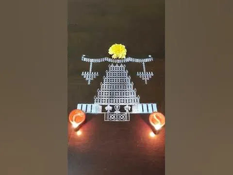 W1407 : Gopuram Kolam Stencil 14 by 14 Inch Secondary image