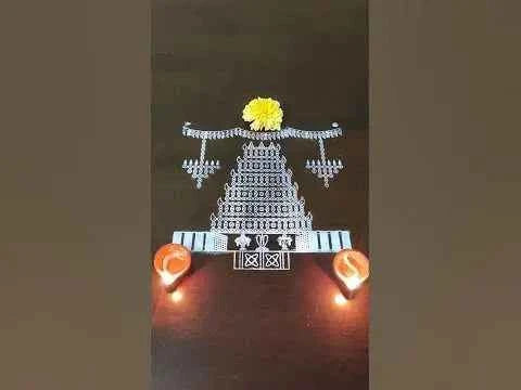 W1407 : Temple Gopuram Kolam Stencil 14 by 14 Inch - Ranglahari Creations
