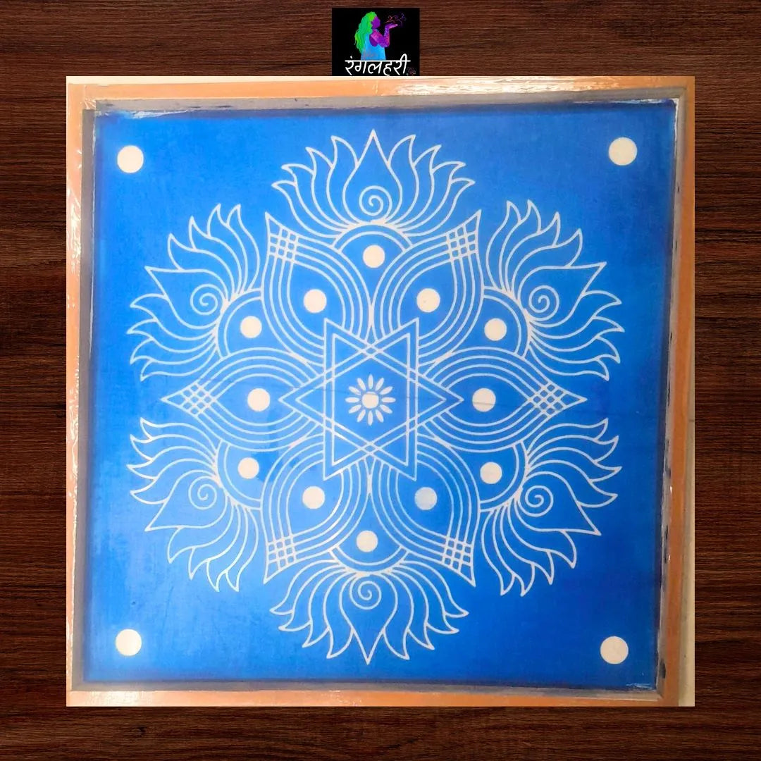WJ1607 : 16 by 16 Wooden Square Rangoli Stencil Main image