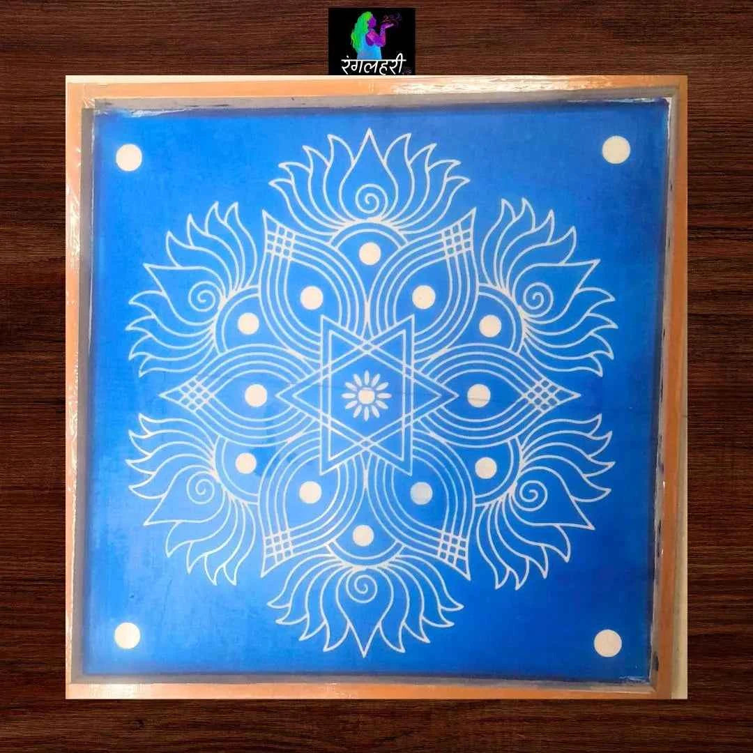 WJ1607 : 16 by 16 Wooden Square Rangoli Stencil - Ranglahari Creations
