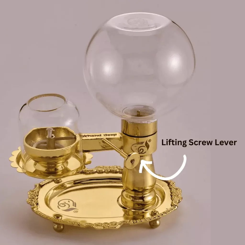 Lifting Screw Lever Akhand Jyot Akhand Diya with Adjustable Wick