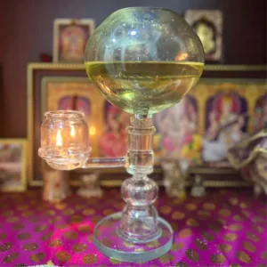 Fully Glass Akhand Diya : 1litre For 15 days