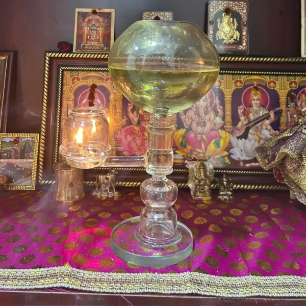 Fully Glass Akhand Diya : 1litre For 15 days