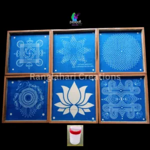 Kolam Set of 6pcs of 12 by 12 Inch Wooden Stencils
