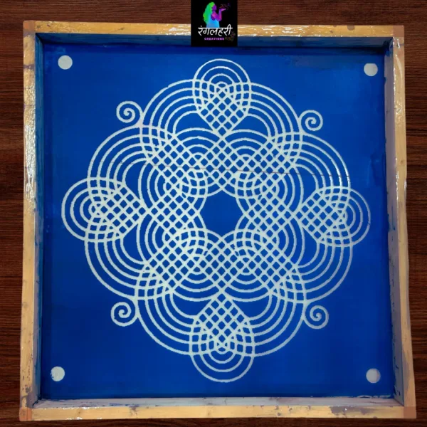 24 by 24 Wooden Square Rangoli Stencil Kolam