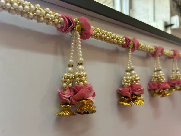 DHT3 : Door Hanging Toran Pink Flower And Moti