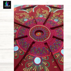 HD2 : Red Handicraft Rajasthani Art Wooden Readymade Rangoli