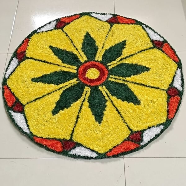 Readymade Yellow Marigold Rangoli Mat: 28 inch